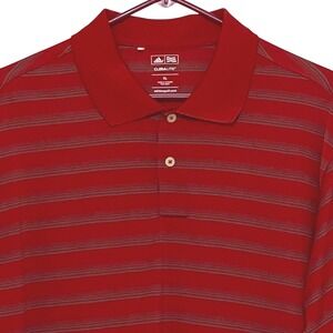 Adidas Climalite Polo Golf Shirt Mens XL Red‎ Striped Preppy Athleisure Sporty